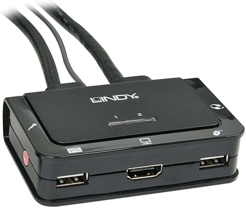 LINDY Compact 2 Port KVM Switch HDMI USB 2.0 Audio 1920x1080 Black