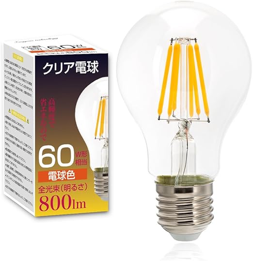 Amazon Tengyuan クリア電球 60w形相当 E26口金 フィラメント Led電球 8w 電球色 800lm クリアタイプ エジソンランプ レトロ電球 A60 E26 360度発光 1個入り Tengyuan Technology ホーム キッチン