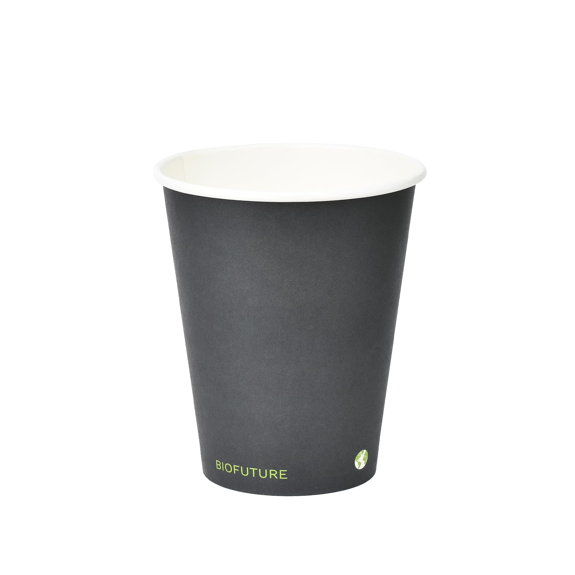 BIOFUTURE Disposable Paper Cups – 100% Compostable & Biodegradable 8 Ounce Party Cups for Weddings, Birthdays & Events, Sustainable Cold Drink Party Supplies – 50 Pack, Black, 8oz