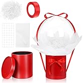 AmazingSpark Birthday DIY Surprise Gift Box with Balloons Kits Round Box with 20'' Bobo Balloon Ribbon Raffia Tissue Paper for Her Family Friends Birthday Weddings Baby Showers(Red, White)