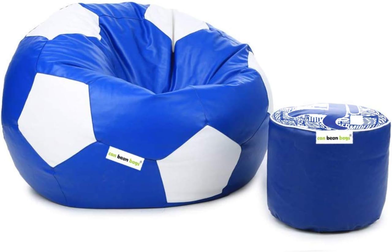can bean bags Classic Football XL Bean Bag Cover with Footstool Without Beans - Blue, White