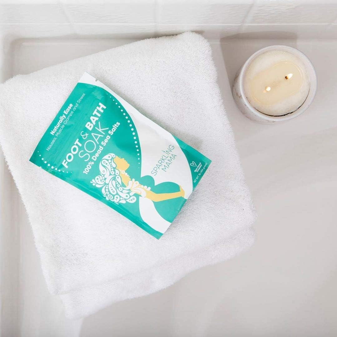 Sparkling Mama: All Natural Pure Dead Sea Salt Pregnancy Foot Soak & Bath Salts | Dr. Approved, Mom Created. (Calming Magnesium helps alleviate stress, aches, pains, nausea & morning sickness), 1lb Resealable: Health & Personal Care