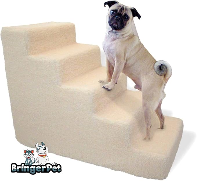 BringerPet Pet stairs for tall bed Foam Pet steps White 5 Step Dog Cat Animal Ramp Amazon.co.uk