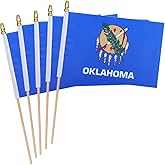5 Pack Oklahoma State Small Mini Wood Hand Held Stick Flag,Suitable For Various Holiday Parties,World Cup,State Decoration School Office Home Decoration.
