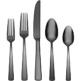 Oneida Aptitude Midnight Glossy 20-Piece Silverware Set for 4, Flatware | midnight, dishwasher safe | includes knives, forks, and spoons | heavy duty, cutlery set, utensil set