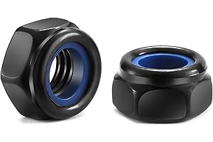 M6 x 1.0mm Nylon Insert Hex Lock Nuts 50Pcs 304 Stainless Steel Locknuts, Hex Drive, Black Oxide by SG TZH