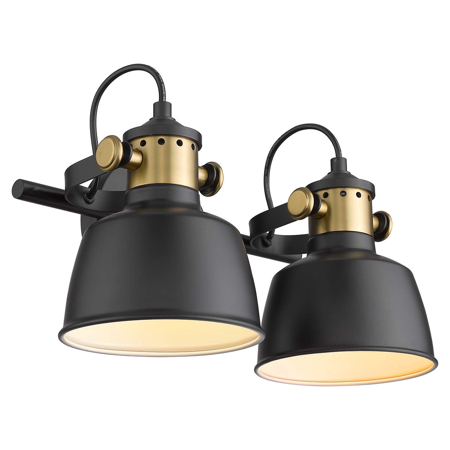 Photo 1 of (UNTESTED) AUTELO 2-Light Bathroom Vanity Light Fixture, Adjustable Wall Sconce with Black Metal Shade for Bathroom Kitchen W3700-2 BK