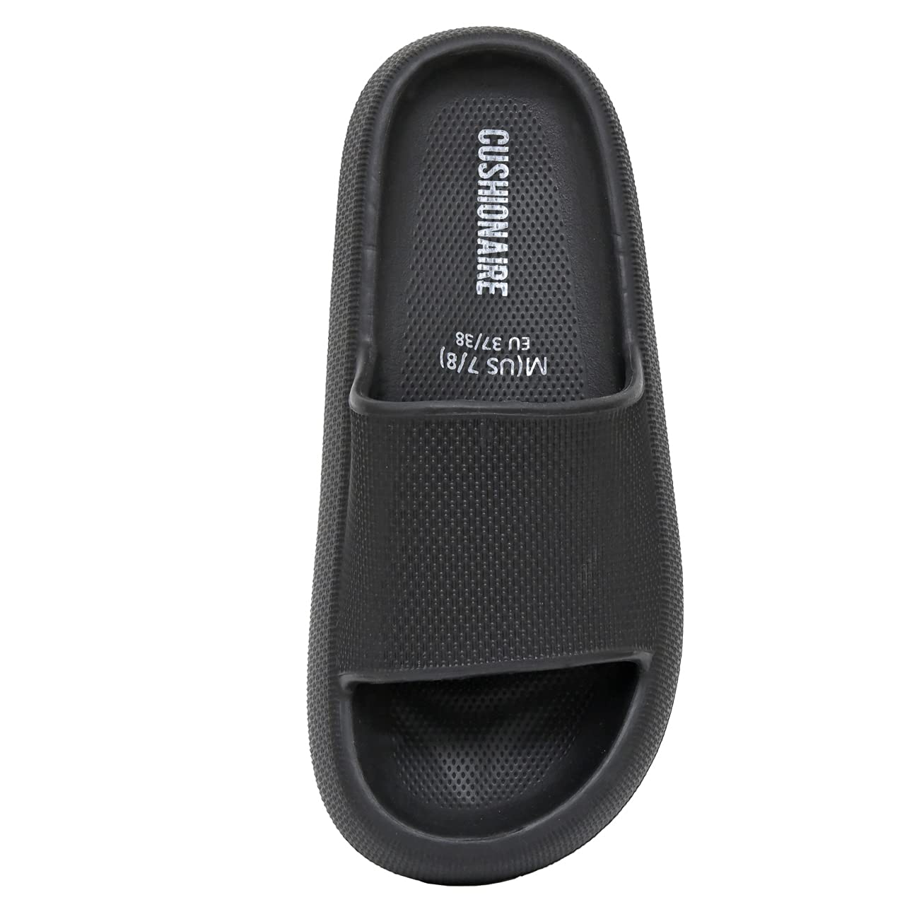 CUSHIONAIRE Feather EVA Slides for Women – Comfortable Slip On Womens Slippers, Indoor Outdoor Shower Shoes, Beach Essential Cloud Slides