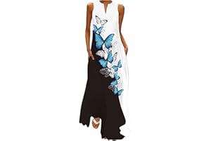 VEDOLAY Maxi Dress for Women Summer Women's Casual Loose Elegant Long Dress Sleeveless Split Beach Floral Dresses