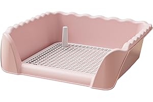 ＫＬＫＣＭＳ Dog Toilet Pee Pad Holder Portable Easily Clean Anti Splashing Training Potty Tray with Removable Post for Other Pets Rabbit, Pink, 51cmx45cmx15cm