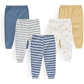 JELYLOVE Unisex Baby Boy Girl Pants Sets Cotton Soft Infants Bottoms Casual 5 Pack 0-12 Month Babies' Leggings
