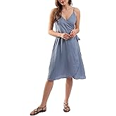 Amazhiyu Womens 100% Linen Summer Sleeveless Spaghetti Strap Midi Dresses