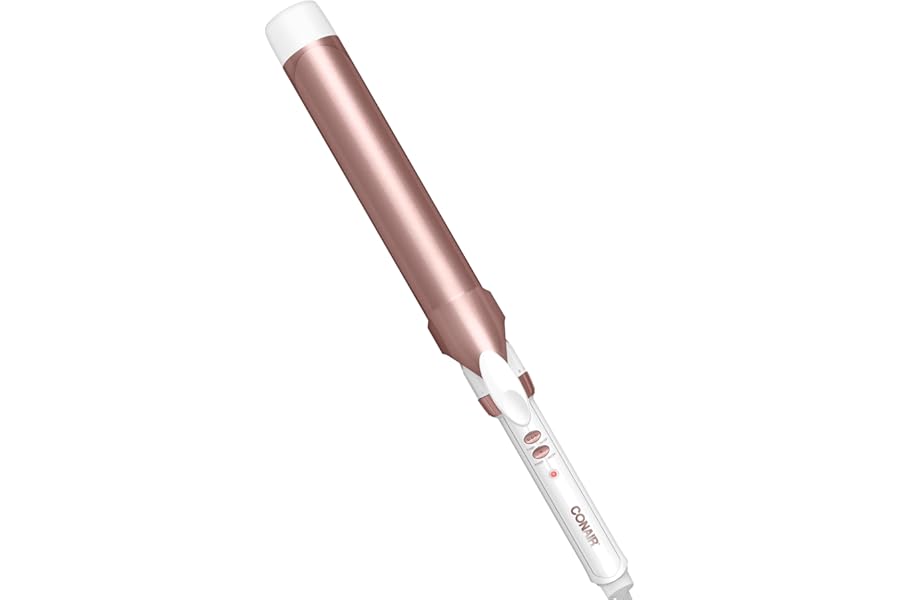 Conair Double Ceramic Curling Iron, 1 1/2″ Extra-Long Barrel Hair Curling Iron, 30 Heat Settings, Turbo Heat, Auto Off, Cool Tip, Dual Voltage, Rose Gold