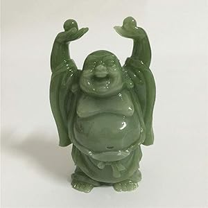 QWERWEFR Chinese Happy Maitreya Buddha Statue Sculpture Man-Made Jade Stone Home Garden Decoration Lucky Laughing Buddha Statues Figurine