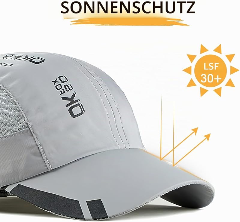 2 Pcs Baseball Cap Herren Damen, Schnelltrocknend Basecap Running Cap mit Atmungsaktivem Mesh Unisex, Leichtgewicht Schildmütze Verstellbar Draußen Kappen Sonnenhut Cappy für Golf Reisen Laufen