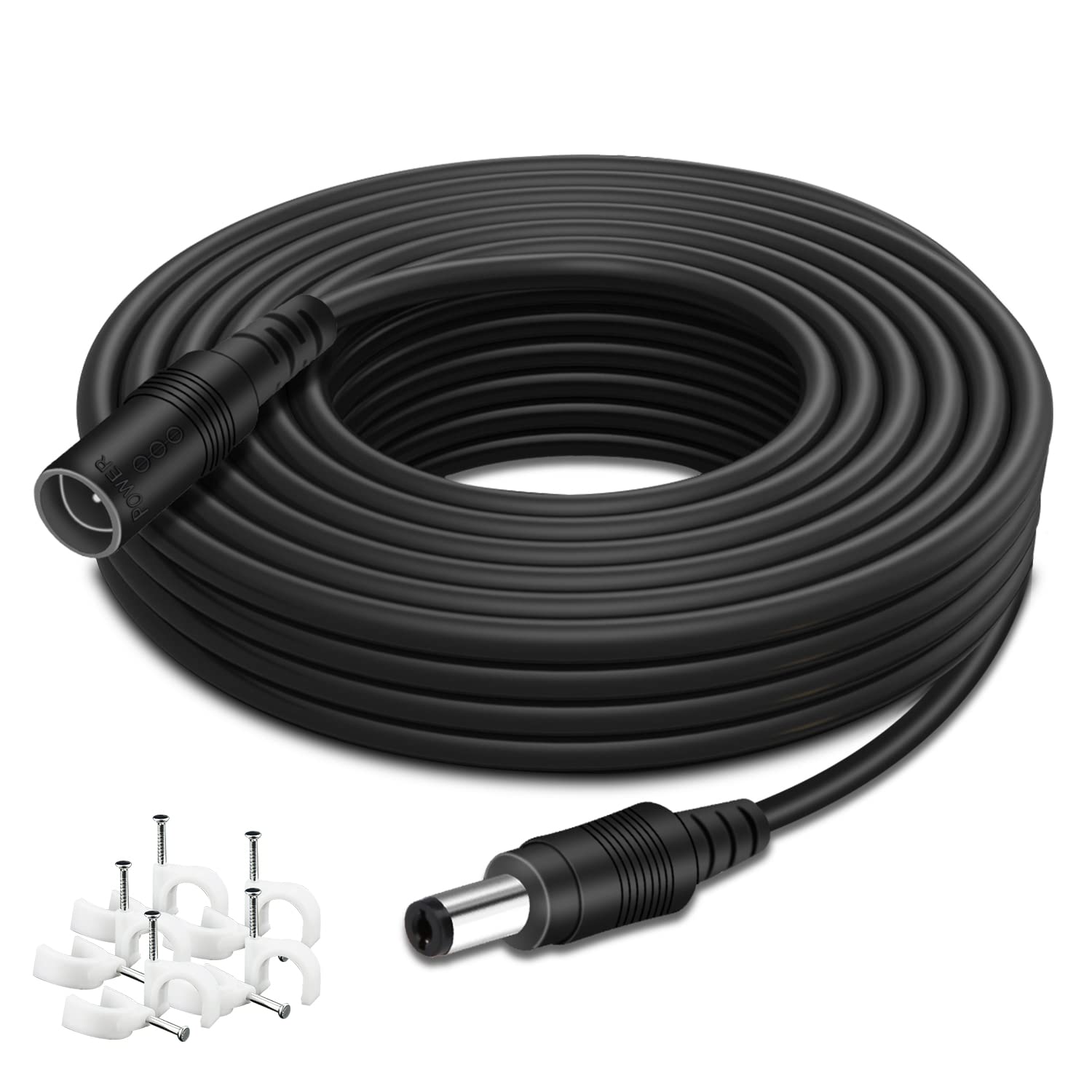 DC Power Extension Cable 16.5ft 2.1mm x 5.5mm Compatible with 12V DC Adapter Cord for CCTV Security Camera IP Camera Standalone DVR (5.5mm DC Plug 16.5ft Black)