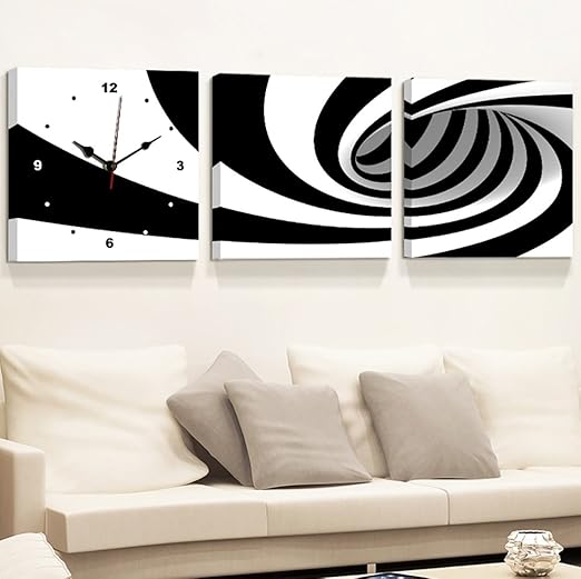 Max Home Pintura Relojes Y Relojes Restaurante Decorado Relojes De Pared Sala De Estar Relojes Pinturas Cocina Comedor Triple Murales Sin Marco Tamano 30 30cm Amazon Es Hogar