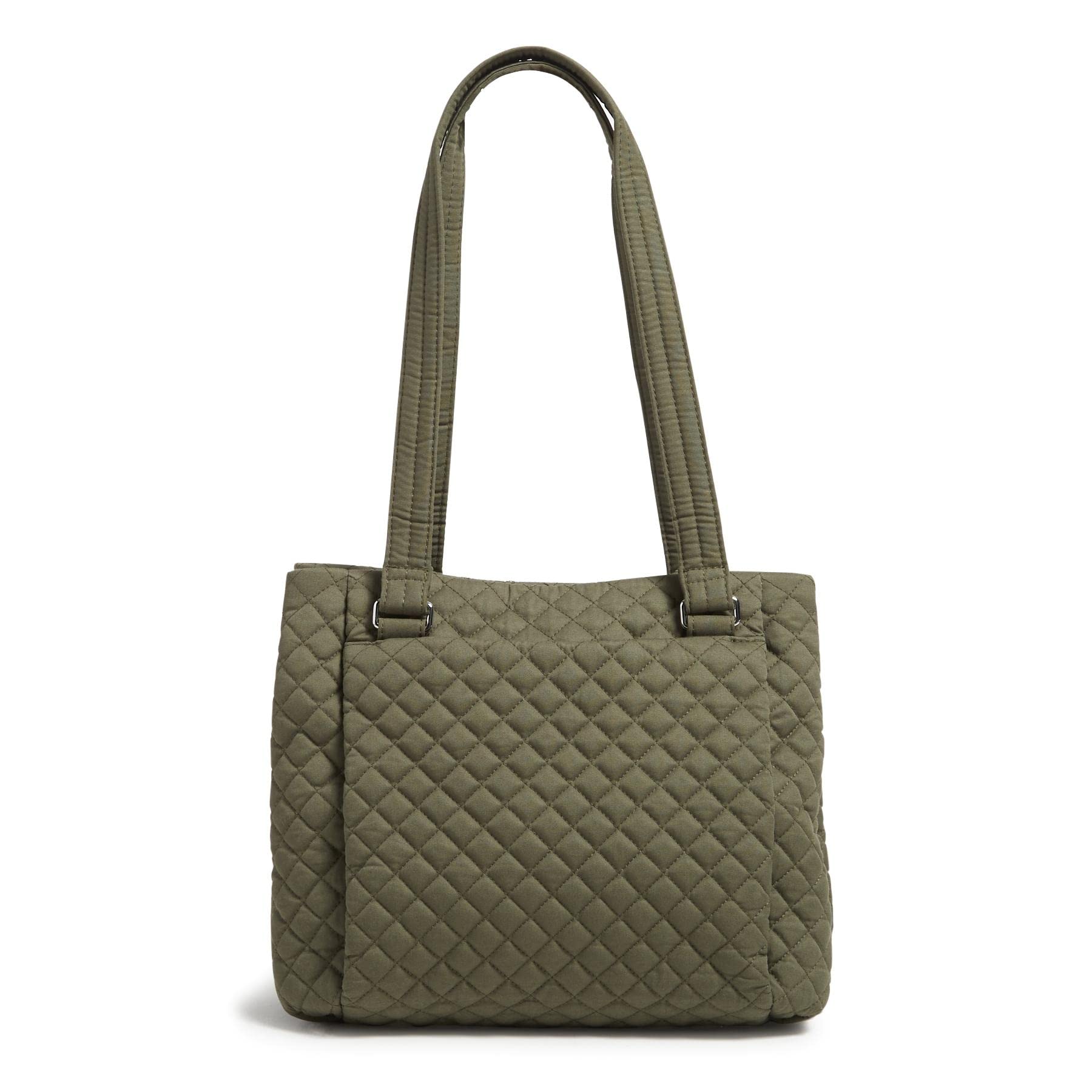 Vera Bradley Women’s Cotton Multi-Compartment Shoulder Satchel Purse, Climbing Ivy Green – Recycled Cotton, One Size