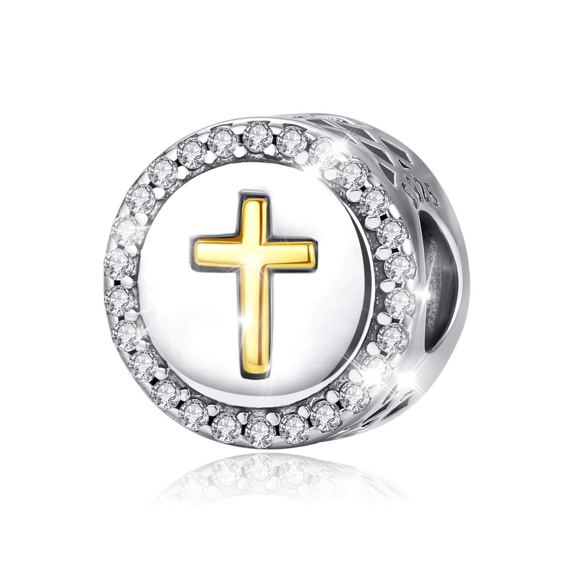 Eusense Pandora Cross Charm, 925 Sterling Silver Vintage Beads Fit European Bracelet