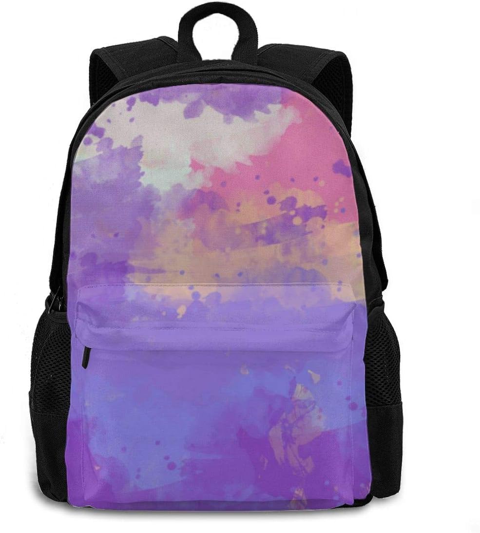 purple and white backpack