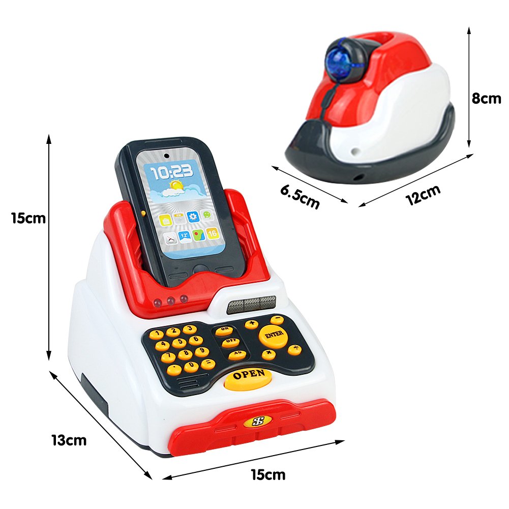 Conjunto de Juguete de Caja Registradora Juguete con Escáner, Dinero de Juguete, Sonido y Luz, 18pcs Accesorios de Juego de Rol Supermercado de Juguetes, Simulación Juego de Imaginación Juguetes Educativos para Niños de 3 4 5 Años