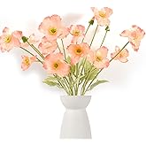 HAIOPS Artificial Poppy Flowers 6pcs for Home Garden Décor, Bouquet, Room Decoration Faux Silk Flowers