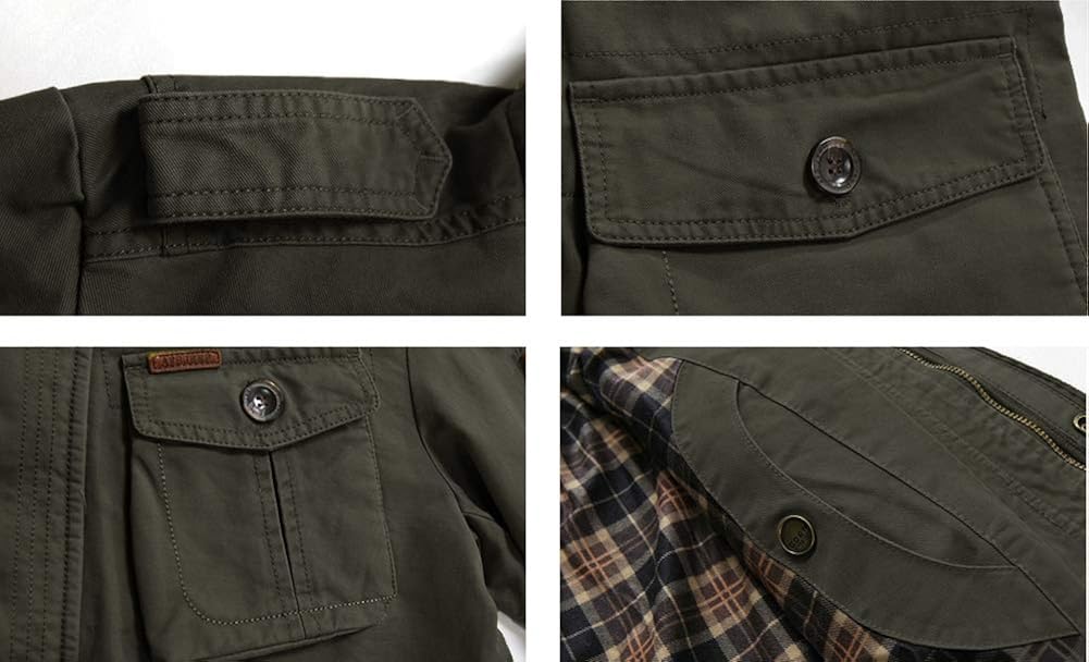 JYG Men's Cotton Stand Collar Military Jacket at  Men’s Clothing store