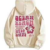 SweatyRocks Women's Letter Graphic Drawstring Hoodies Long Sleeve Thermal Pullovers Sweatshirts