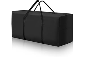 Uthem Outdoor Cushion Storage Bag Extra Large Patio Furniture Cushion Storage Bag Waterproof Garden Cushion Storage Covers with Zipper and Handles Black (1 Pack, 48" L x 15" W x 22" H)