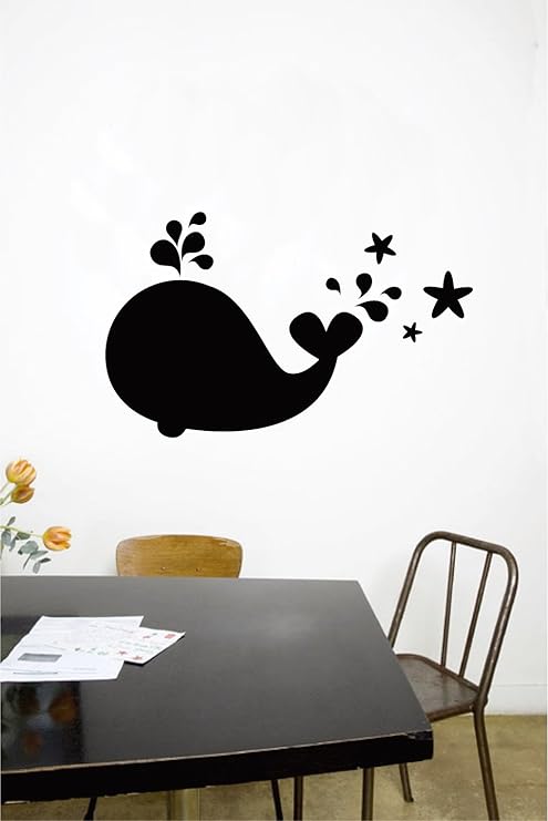 Amazon Co Jp 壁に貼る黒板シール チョークボード ウォールステッカー 動物 クジラ チョーク付きセット Chalkboard Sticker 書き込み自由なメッセージボードタイプの壁シール ホーム キッチン
