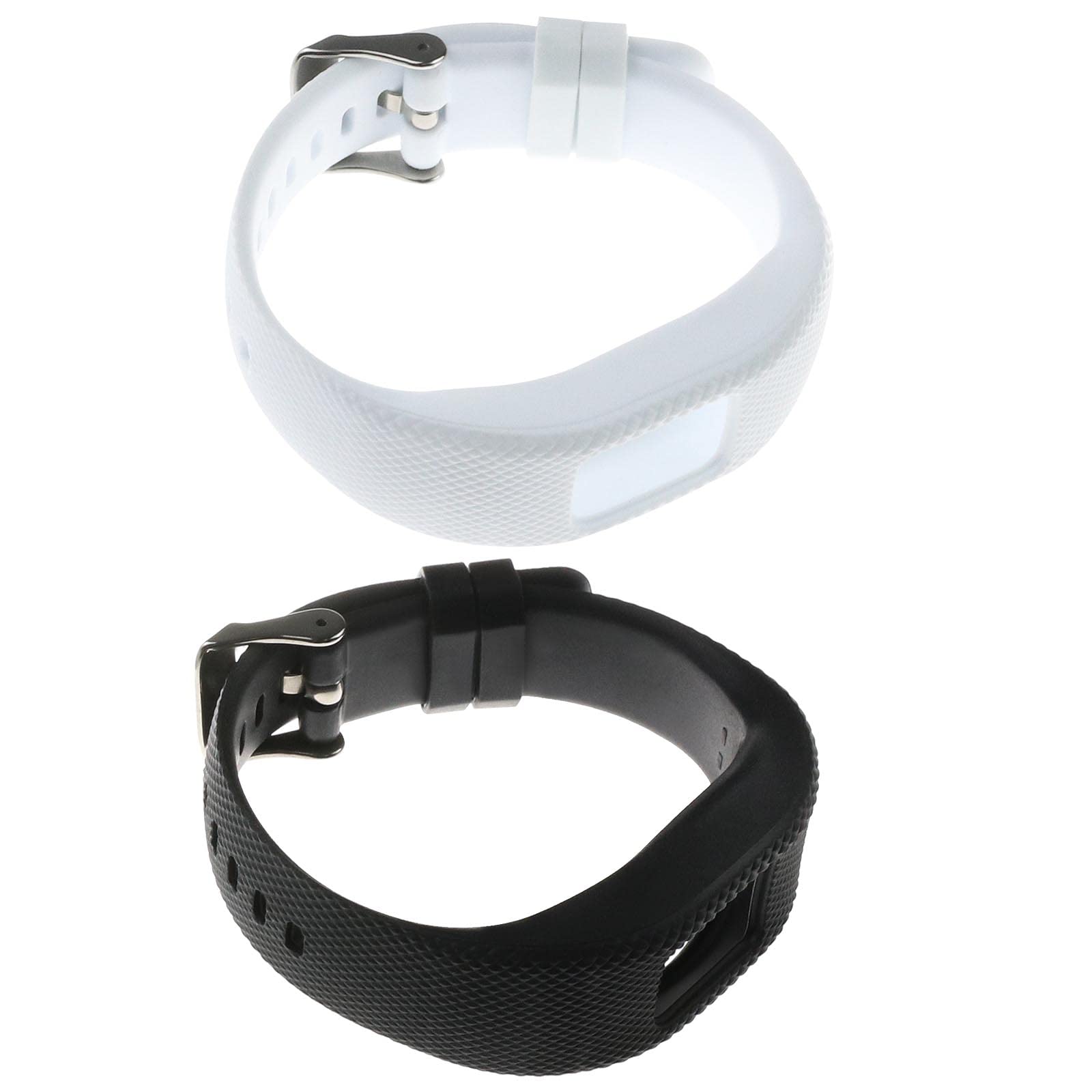 VGOL 2Pcs Watch Strap Replacement Compatible with Garmin Vivofit 4 Watch Band 155-220mm TPU Watchband Replacement in Black White