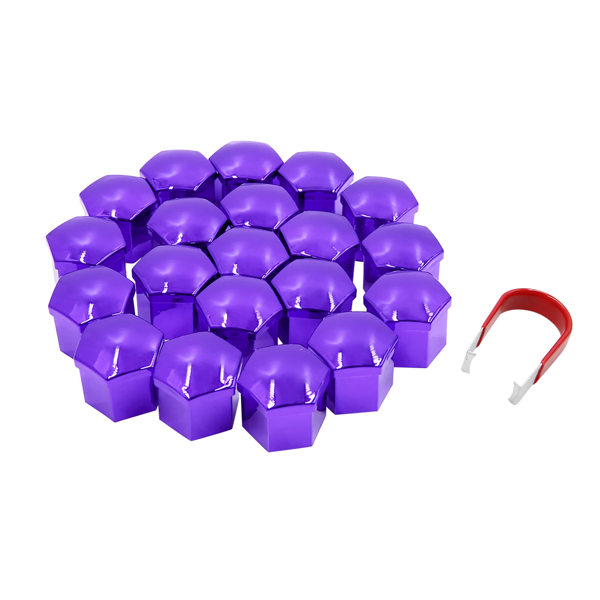 sourcing map 20pcs Purple 21mm Car Wheel Lug Nut Cap Tyre Hub Dust Cover