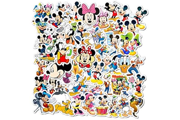 50Pcs Cute Mickey Mouse Stickers for Kids, Classic Cartoon Waterproof Vinyl Decals for Teens Girls Boys Adults Water Bottle Laptop Skateboard Scrapbook Phone Decals, Party Supplies