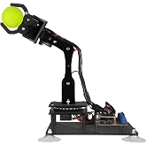 Adeept 5DOF Robotic Arm Kit for Arduino IDE, Programmable DIY Coding Kits | STEM Educational 5 Axis Build Robots Arms, Robot Starter Kit with OLED Display Processing Code and Tutorials - Black