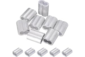 PATIKIL 3/8"/ 10mm Aluminum Crimping Loop Sleeves, 8Pcs Cable Crimp Ferrules Wire Rope Sleeves Loops for Rigging Railing, Sil