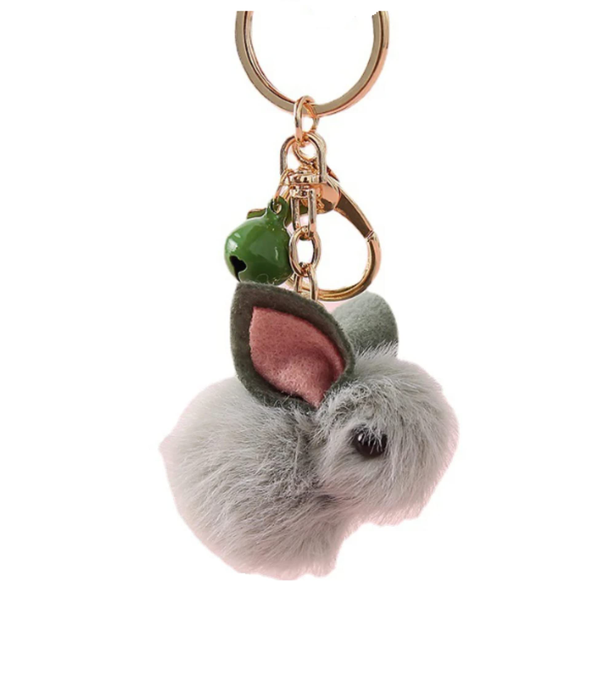 CrownOfRibbons Rabbit Keyring, Handbag Charm, Pom Fluffy Bunny, Gifts for Kids and Women, Car, House Key Chain