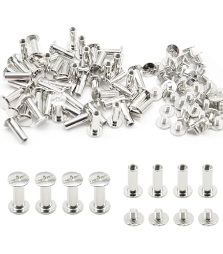 PATIKIL 14mm Chicago Screws, 20 Sets Plastic Chicago Screws Slotted Head Binding Post 5.5mm OD Screw Bolts Leather Rivets Fasteners Connectors White for Leather Belt Scrapbook Photo Albums
