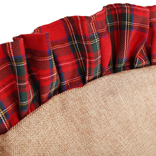 EDLDECCO 48 inch Christmas Tree Skirt Pastoral Style Plaid Black Buffalo Check Ruffle Edge Burlap Tree Skirt a Fine Decoration Gift for Home and Holiday Party