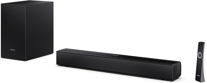 Barra de Sonido para TV HT-SBW121 Roku TV Ready 240W Subwoofer Inalámbrico Bluetooth 5.3 HDMI ARC USB Óptica AUX 2.1 Negra