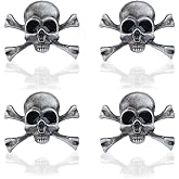 SUPERFINDINGS 4Pcs Gothic Skull Brooch Punk Style Skeleton Brooch Skull and Crossbones Skeleton Brooch Alloy Skull Badge Pin Halloween Costume Decor for Men Woman Coat Cloth Jacket