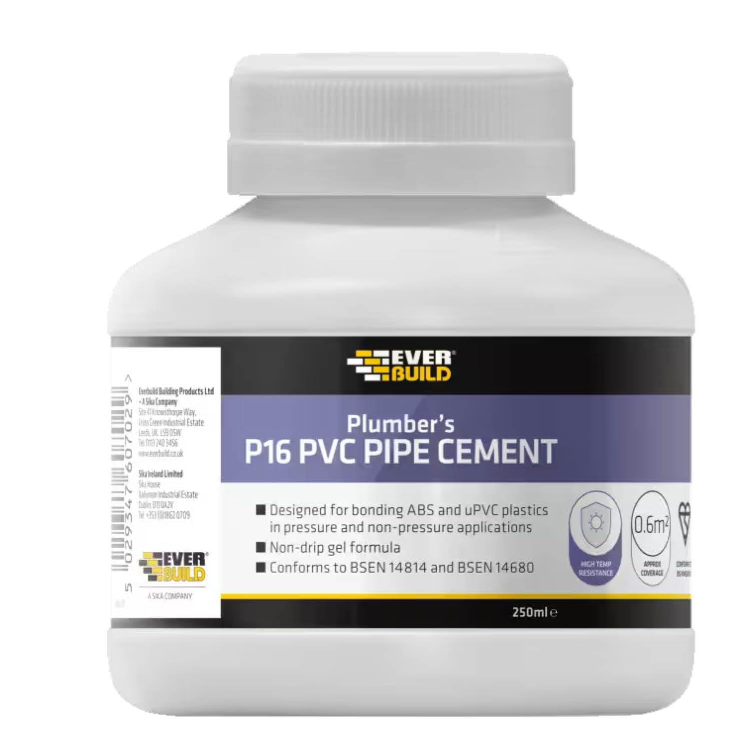Everbuild P16 Plumbers PVC Pipe Cement, 250 ml