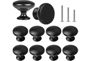 OctinPris 10x Matt Black Cabinet Knobs Black Drawer Knob Round Pull Handles 30mm for Kitchen Cupboard Furniture Chest Closet 
