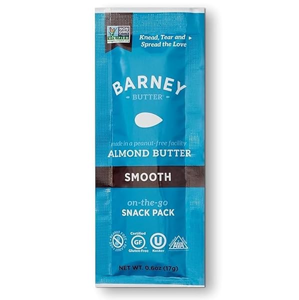 BARNEY BUTTER ALMOND BUTTER SNACK PACKS, SMOOTH, 0.6 OUNCE (PACK OF 24), SKIN-FREE ALMONDS, NON-GMO, GLUTEN FREE, KETO, PALEO, VEGAN