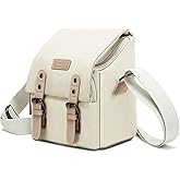 Cwatcun Camera Sling Bag for Women， Small Crossbody Bag Canvas Purse Compatible for Canon, Nikon, Sony Mirrorless Cameras & Lenses Cute Retro Beige