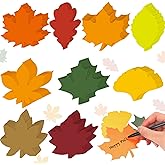 PerKoop 153 Pcs Thanksgiving Paper Cutouts for Bulletin Boards, Fall Thanksgiving Assorted Colors Cutouts with Glue Point for Teacher Art DIY Scrapbook, Posters, and Wall Decor(Maple Leaf)