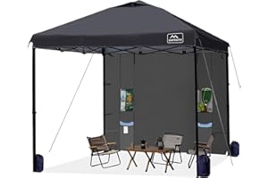 KAMPKEEPER 10x10 Pop Up Canopy Tent with Sidewall - Easy Setup Sun Shelter, Outdoor Shade with Vented Roof for Backyard | UV & Rain Portable Instant Camping Beach Canopy Tents (Black)
