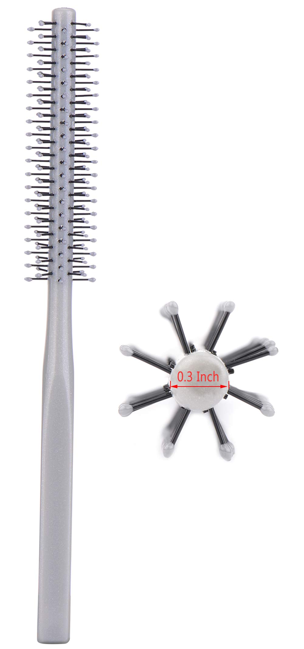 PERFEHAIR Small Mini Professional Hairdressing Round Hair Styling Roller Brush with Nylon Bristle for Short Hair Blow Drying, 1 Inch Diameter Barrel