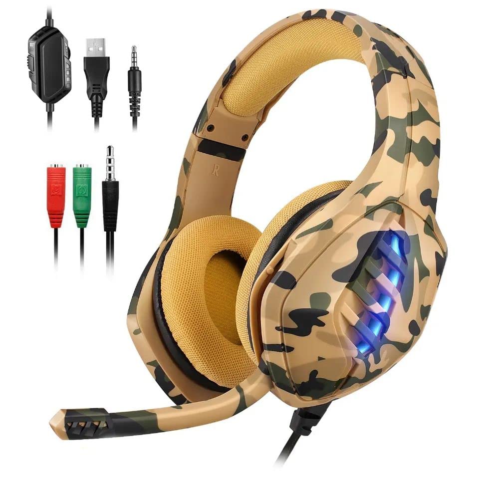 targeal Gaming Headset with Microphone - for PC, PS4, PS5, Xbox One, Xbox Series X|S - 3.5mm Jack Gamer Headphone with Noise Canceling Mic (J1-camo1)