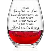 JOYCJTR To My Daughter-In-Law Wine Glass, Bridal Shower Housewarming Anniversary Wedding Gifts for Her Bride, Christmas Thanksgiving Day Wine Glass Gifts for Daughter-In-Law
