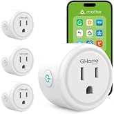 GHome 15A Matter Smart Plugs that Work with Alexa, Apple Home, Google Home | GHome Smart Plug Outlet, WiFi Smart Outlet Timer Indoor Light Timer with APP Remote Control, ETL FCC Listed, 2.4GHz WiFi Only